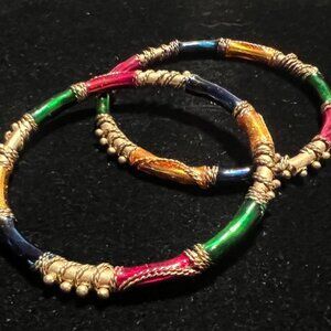 Vintage Multicolor Beaded Wire Bracelets